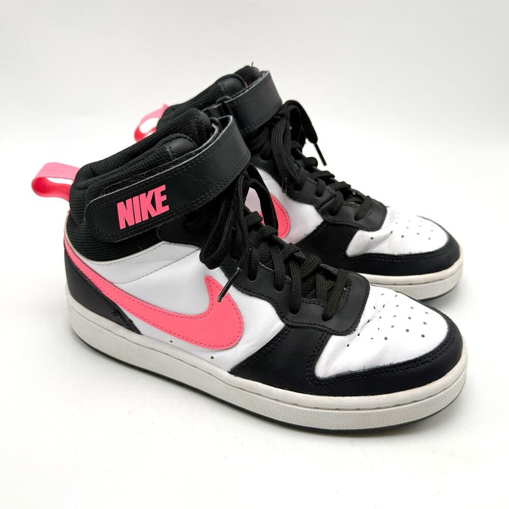 Nike Court Borough Mid 2 Girls 5Y Youth Pink Black White Sneakers Athletic Shoes